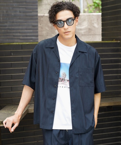BAYFLOW（ベイフロー）の「【接触冷感】クールヘザーブラッシュシャツ[セットアップ可]（シャツ/ブラウス・メンズ・ネイビー/ブラウン系その他・MEDIUM/LARGE）」の10枚目の写真