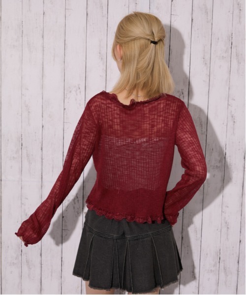 GORGE(ゴージ)の「《レース・透け感》リブシアーカーディガン/フェミニン×ナチュラル/春夏/全4色(カーディガン/ボレロ・レディース・ブラウン/オフホワイト/ボルドー/ブラック・F)」の13枚目の写真