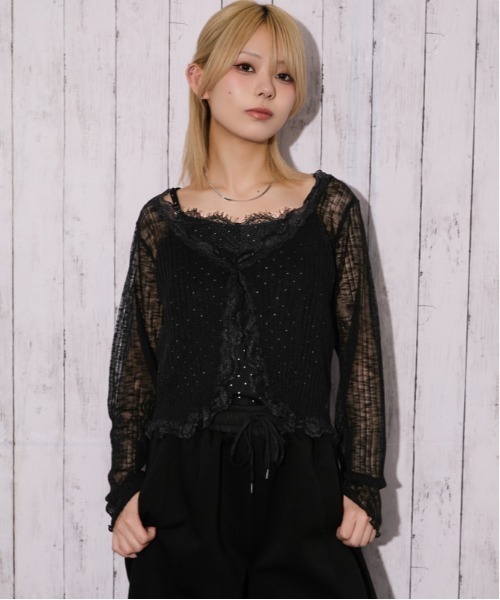 GORGE(ゴージ)の「《レース・透け感》リブシアーカーディガン/フェミニン×ナチュラル/春夏/全4色(カーディガン/ボレロ・レディース・ブラウン/オフホワイト/ボルドー/ブラック・F)」の14枚目の写真