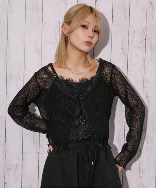 GORGE(ゴージ)の「《レース・透け感》リブシアーカーディガン/フェミニン×ナチュラル/春夏/全4色(カーディガン/ボレロ・レディース・ブラウン/オフホワイト/ボルドー/ブラック・F)」の15枚目の写真