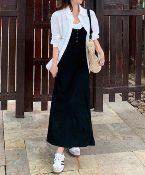 Vipoa(ヴィポア)の「Henley neck slim one piece(ワンピース・レディース・ブラック・FREE)」の19枚目の写真