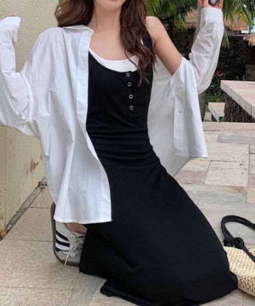 Vipoa(ヴィポア)の「Henley neck slim one piece(ワンピース・レディース・ブラック・FREE)」の20枚目の写真