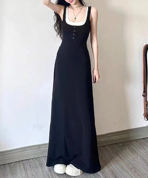 Vipoa(ヴィポア)の「Henley neck slim one piece(ワンピース・レディース・ブラック・FREE)」の21枚目の写真