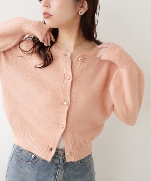 natural couture（ナチュラルクチュール）の「【ZOZO限定】ころりん釦クルーネックカーデ（カーディガン/ボレロ・レディース・ボルドー/ブルー/チャコールグレー/モカ/オレンジ/ネイビー/オフホワイト/ライトベージュ/グレー・FREE）」の9枚目の写真