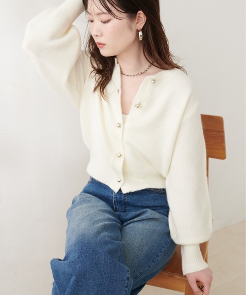 natural couture（ナチュラルクチュール）の「【ZOZO限定】ころりん釦クルーネックカーデ（カーディガン/ボレロ・レディース・ボルドー/ブルー/チャコールグレー/モカ/オレンジ/ネイビー/オフホワイト/ライトベージュ/グレー・FREE）」の11枚目の写真