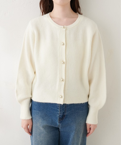 natural couture（ナチュラルクチュール）の「【ZOZO限定】ころりん釦クルーネックカーデ（カーディガン/ボレロ・レディース・ボルドー/ブルー/チャコールグレー/モカ/オレンジ/ネイビー/オフホワイト/ライトベージュ/グレー・FREE）」の13枚目の写真