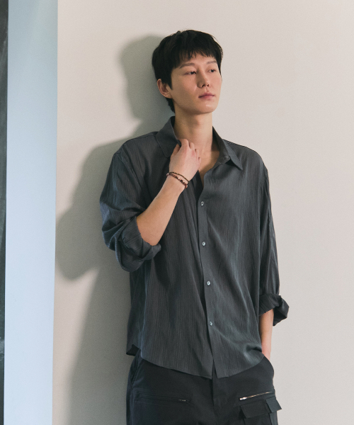 BLUESUNFLOWER（ブルーサンフラワー）の「ソフトシアシャツ[ブラック]（シャツ/ブラウス・メンズ・ブラック・MEDIUM/LARGE）」の7枚目の写真