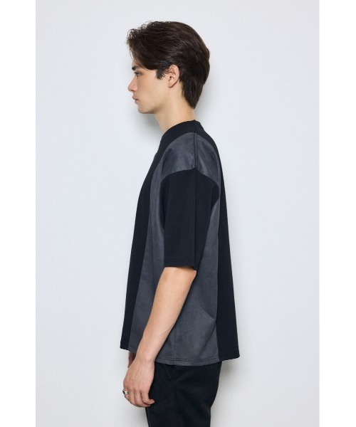 AZUL by moussy（アズールバイマウジー）の「異素材フェイクスエードトップス　半袖　夏服　秋服（Tシャツ/カットソー・メンズ・ブラウン/ブラック/ライトグレー・MEDIUM/LARGE）」の8枚目の写真