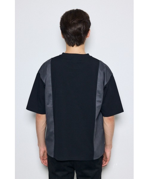 AZUL by moussy（アズールバイマウジー）の「異素材フェイクスエードトップス　半袖　夏服　秋服（Tシャツ/カットソー・メンズ・ブラウン/ブラック/ライトグレー・MEDIUM/LARGE）」の9枚目の写真