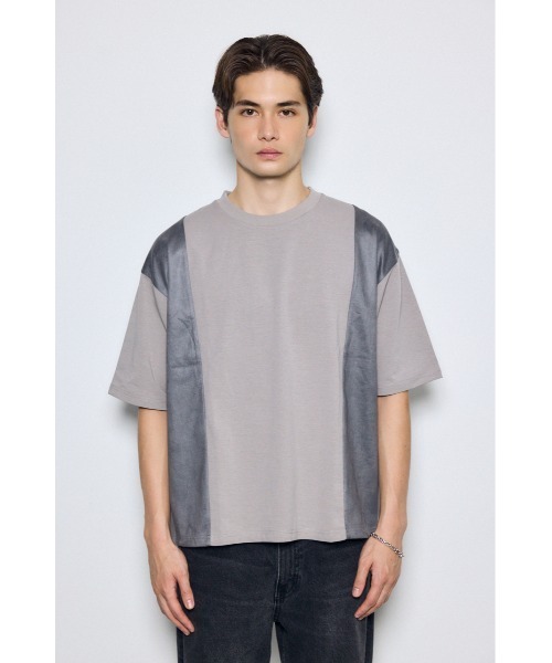 AZUL by moussy（アズールバイマウジー）の「異素材フェイクスエードトップス　半袖　夏服　秋服（Tシャツ/カットソー・メンズ・ブラウン/ブラック/ライトグレー・MEDIUM/LARGE）」の15枚目の写真