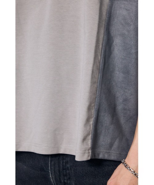 AZUL by moussy（アズールバイマウジー）の「異素材フェイクスエードトップス　半袖　夏服　秋服（Tシャツ/カットソー・メンズ・ブラウン/ブラック/ライトグレー・MEDIUM/LARGE）」の20枚目の写真