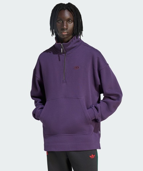 adidas(アディダス)の「90s オルタナティブ スポーツ ハーフジップ グラフィック フリース スウェットシャツ / アディダスオリジナルス adidas Originals(パーカー・メンズ・パープル・X-SMALL/X-LARGE/LARGE/3XL/XX-LARGE/SMALL/MEDIUM)」の1枚目の写真