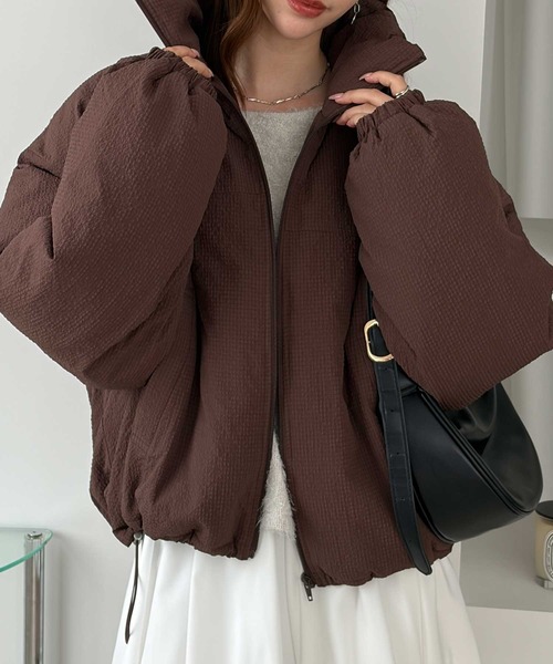 GeeRA(ジーラ)の「サッカーチェック中わたブルゾン(ブルゾン・レディース・アイボリー/ブラウン・MEDIUM/LARGE)」の18枚目の写真