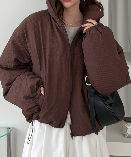 GeeRA(ジーラ)の「サッカーチェック中わたブルゾン(ブルゾン・レディース・アイボリー/ブラウン・MEDIUM/LARGE)」の19枚目の写真