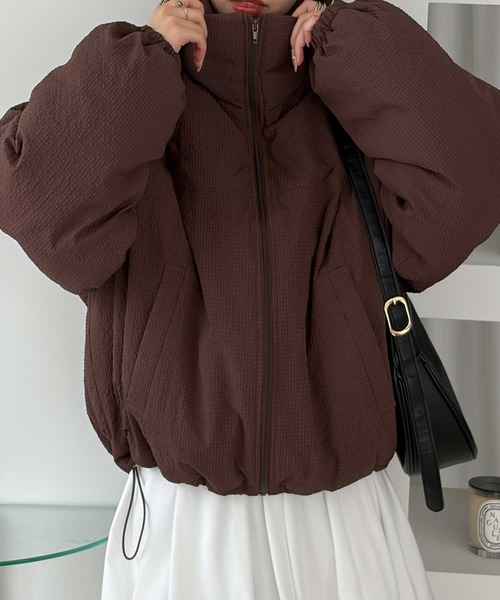 GeeRA(ジーラ)の「サッカーチェック中わたブルゾン(ブルゾン・レディース・アイボリー/ブラウン・MEDIUM/LARGE)」の21枚目の写真