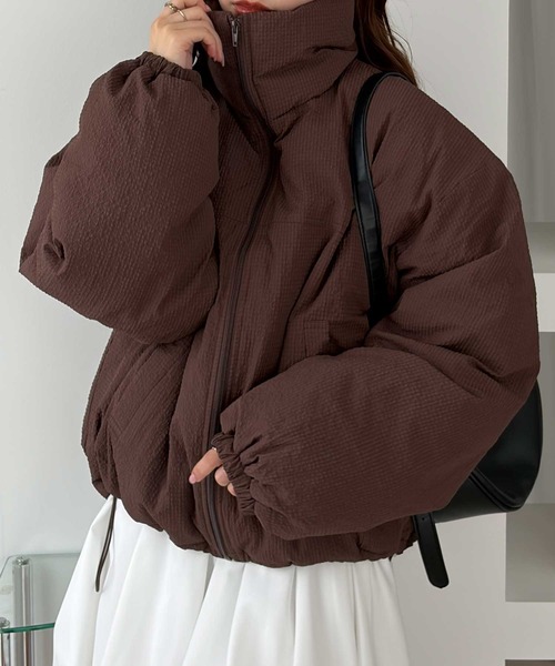 GeeRA(ジーラ)の「サッカーチェック中わたブルゾン(ブルゾン・レディース・アイボリー/ブラウン・MEDIUM/LARGE)」の3枚目の写真