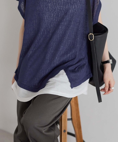 HEART MARKET（ハートマーケット）の「レイヤード透かしニットチュニック（Tシャツ/カットソー・レディース・ナチュラル/マスタード/ブラウン/ネイビー/ブラック・FREE）」の11枚目の写真
