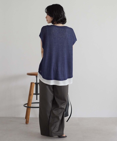 HEART MARKET（ハートマーケット）の「レイヤード透かしニットチュニック（Tシャツ/カットソー・レディース・ナチュラル/マスタード/ブラウン/ネイビー/ブラック・FREE）」の6枚目の写真