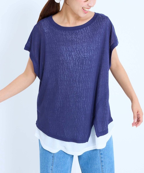 HEART MARKET（ハートマーケット）の「レイヤード透かしニットチュニック（Tシャツ/カットソー・レディース・ナチュラル/マスタード/ブラウン/ネイビー/ブラック・FREE）」の13枚目の写真