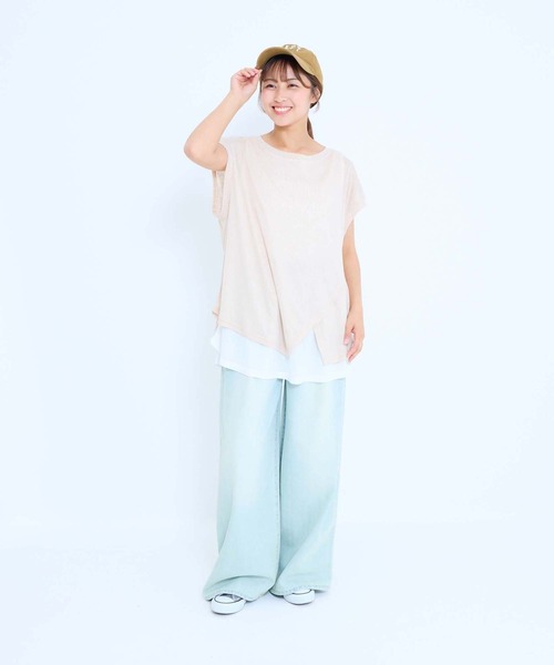 HEART MARKET（ハートマーケット）の「レイヤード透かしニットチュニック（Tシャツ/カットソー・レディース・ナチュラル/マスタード/ブラウン/ネイビー/ブラック・FREE）」の14枚目の写真