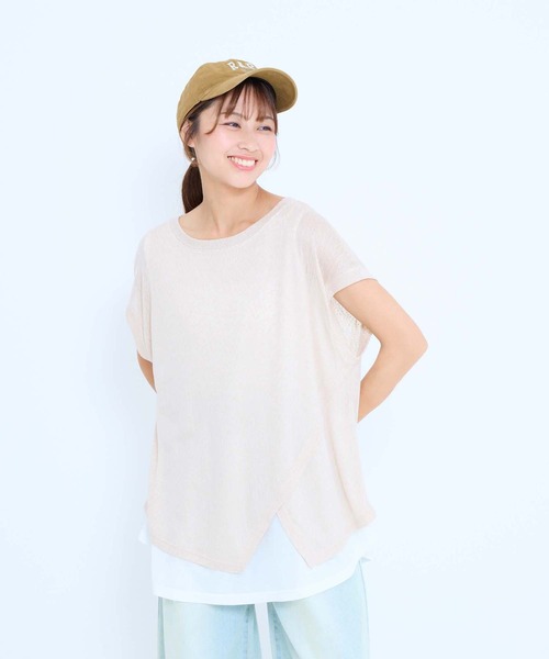HEART MARKET（ハートマーケット）の「レイヤード透かしニットチュニック（Tシャツ/カットソー・レディース・ナチュラル/マスタード/ブラウン/ネイビー/ブラック・FREE）」の18枚目の写真