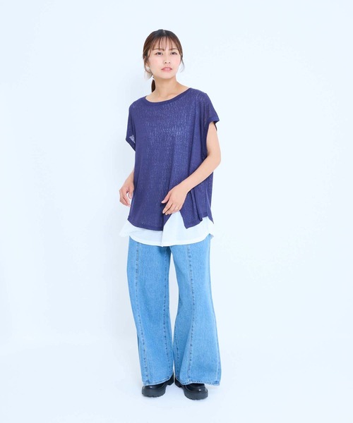 HEART MARKET（ハートマーケット）の「レイヤード透かしニットチュニック（Tシャツ/カットソー・レディース・ナチュラル/マスタード/ブラウン/ネイビー/ブラック・FREE）」の19枚目の写真