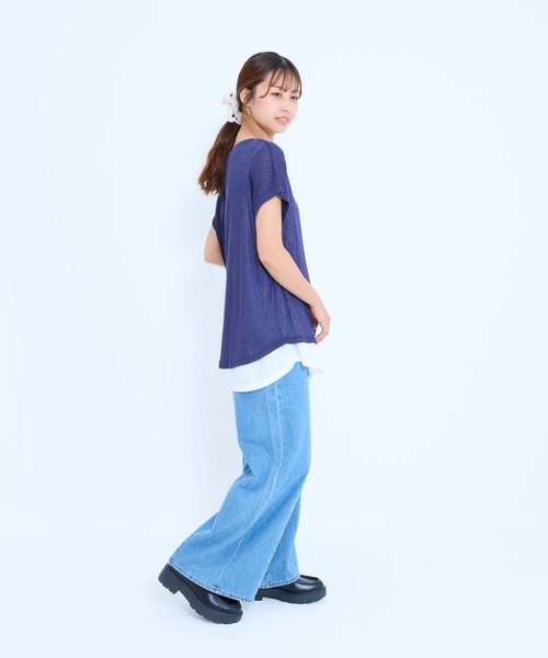 HEART MARKET（ハートマーケット）の「レイヤード透かしニットチュニック（Tシャツ/カットソー・レディース・ナチュラル/マスタード/ブラウン/ネイビー/ブラック・FREE）」の20枚目の写真