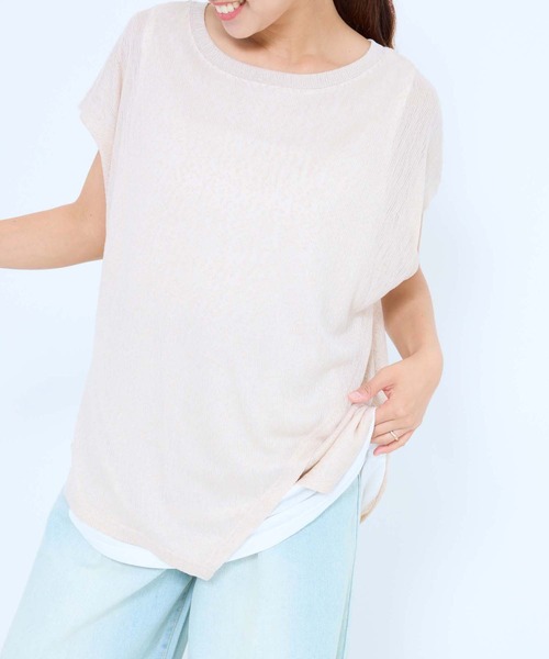 HEART MARKET（ハートマーケット）の「レイヤード透かしニットチュニック（Tシャツ/カットソー・レディース・ナチュラル/マスタード/ブラウン/ネイビー/ブラック・FREE）」の17枚目の写真