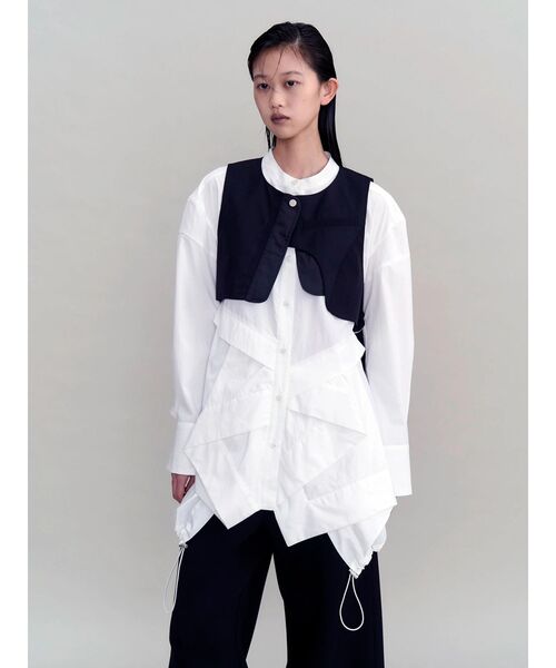 UN3D.(アンスリード)の「ASYMMETRY MIX VEST / アシンメトリーミックスベスト(その他トップス・レディース・グレー/その他1/ブラック・36/38)」の1枚目の写真