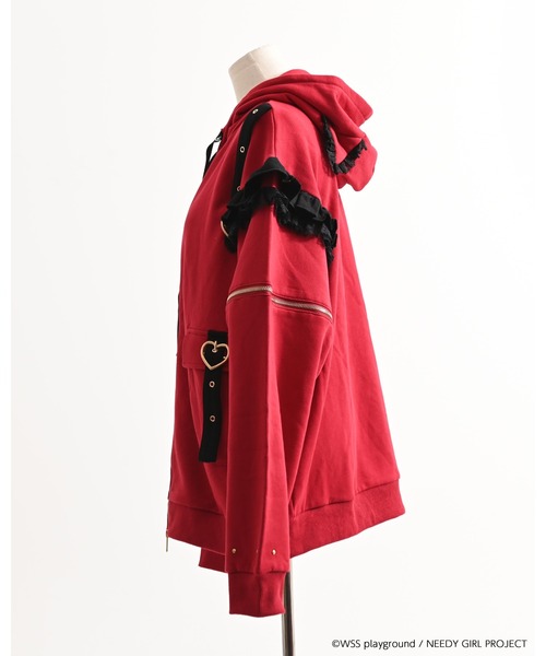 TRAVAS TOKYO(トラバス トウキョウ)の「【TRAVAS TOKYO×NEEDY GIRL OVERDOSE】猫耳ベルトフーディー(パーカー・レディース・ブラック/レッド・FREE)」の17枚目の写真