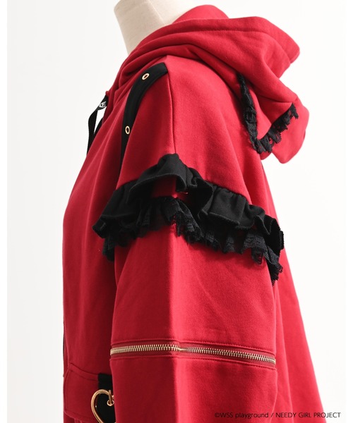 TRAVAS TOKYO(トラバス トウキョウ)の「【TRAVAS TOKYO×NEEDY GIRL OVERDOSE】猫耳ベルトフーディー(パーカー・レディース・ブラック/レッド・FREE)」の20枚目の写真