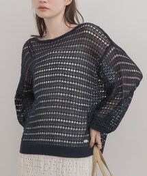クルーネックメッシュニット