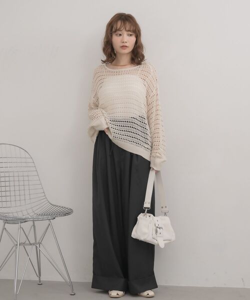 RETRO GIRL(レトロガール)の「クルーネックメッシュニット(ニット/セーター・レディース・ダークグリーン/ブルー/ナチュラル・FREE)」の4枚目の写真