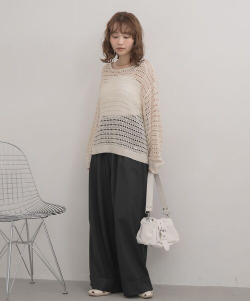 RETRO GIRL(レトロガール)の「クルーネックメッシュニット(ニット/セーター・レディース・ダークグリーン/ブルー/ナチュラル・FREE)」の5枚目の写真
