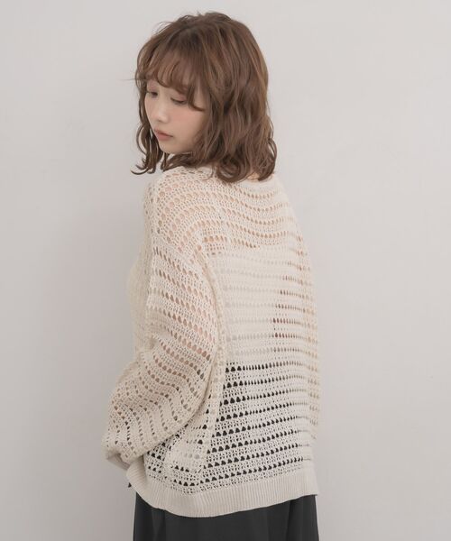 RETRO GIRL(レトロガール)の「クルーネックメッシュニット(ニット/セーター・レディース・ダークグリーン/ブルー/ナチュラル・FREE)」の7枚目の写真