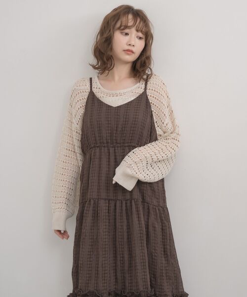 RETRO GIRL(レトロガール)の「クルーネックメッシュニット(ニット/セーター・レディース・ダークグリーン/ブルー/ナチュラル・FREE)」の11枚目の写真