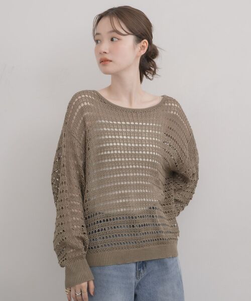 RETRO GIRL(レトロガール)の「クルーネックメッシュニット(ニット/セーター・レディース・ダークグリーン/ブルー/ナチュラル・FREE)」の14枚目の写真