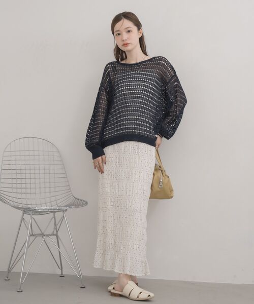RETRO GIRL(レトロガール)の「クルーネックメッシュニット(ニット/セーター・レディース・ダークグリーン/ブルー/ナチュラル・FREE)」の18枚目の写真
