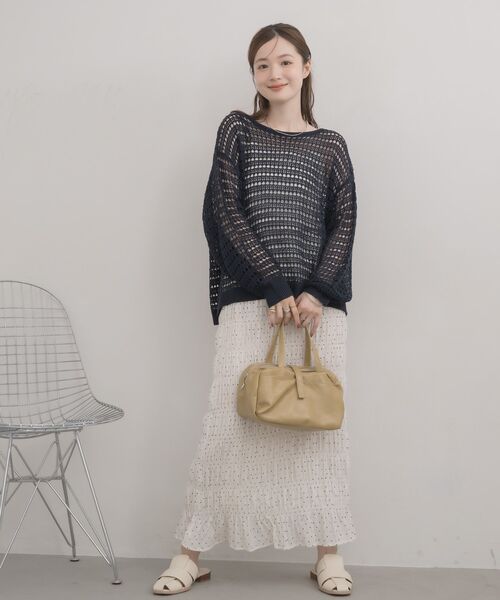 RETRO GIRL(レトロガール)の「クルーネックメッシュニット(ニット/セーター・レディース・ダークグリーン/ブルー/ナチュラル・FREE)」の19枚目の写真