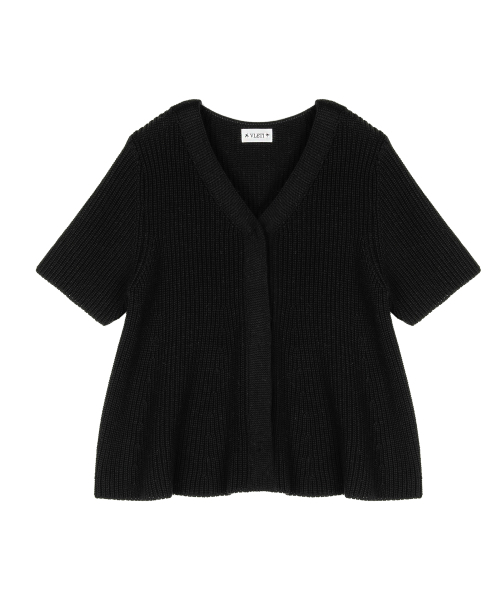 VLETI（ブレッティ）の「V-neck Shirring Button Knit Cardigan (Black)（カーディガン/ボレロ・レディース・ブラック・FREE）」の2枚目の写真