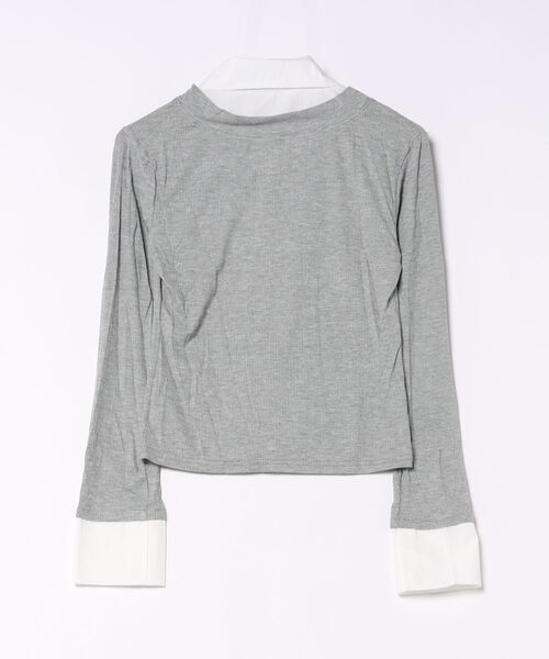 ViViDAY(ビビデー)の「レイヤード風シャツinニットトップス(ニット/セーター・レディース・グレー/ブラック・M)」の5枚目の写真