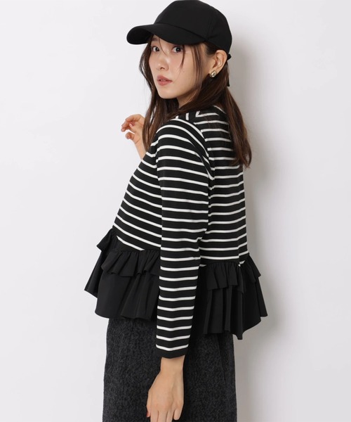 JUSGLITTY(ジャスグリッティー)の「長袖ペプラムカーデ(ニット/セーター・レディース・ブラック/ブラック系その他2/キャメル・2)」の6枚目の写真