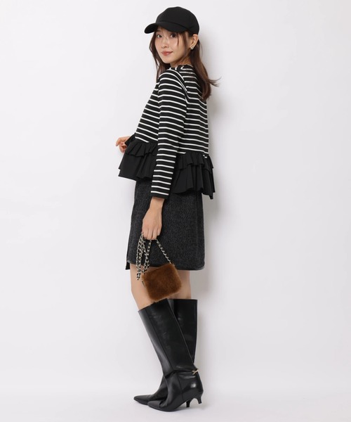 JUSGLITTY(ジャスグリッティー)の「長袖ペプラムカーデ(ニット/セーター・レディース・ブラック/ブラック系その他2/キャメル・2)」の9枚目の写真