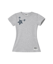 stst セミクロップ半袖Tシャツ [グレー メランジェ]