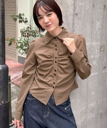 チェックシャーリングシャツ