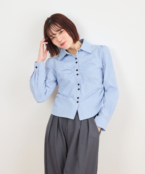 ABYS（アビス）の「チェックシャーリングシャツ（シャツ/ブラウス・レディース・ネイビー/ブラウン/ブルー・FREE）」の16枚目の写真