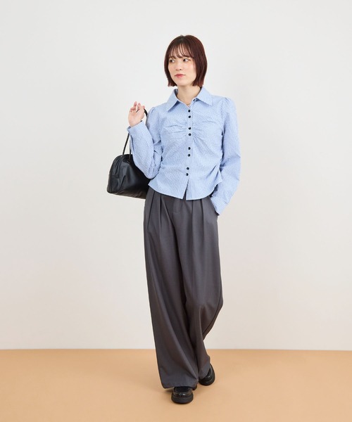 ABYS（アビス）の「チェックシャーリングシャツ（シャツ/ブラウス・レディース・ネイビー/ブラウン/ブルー・FREE）」の15枚目の写真