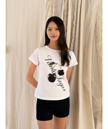 ブラックチェリーコットンTシャツ