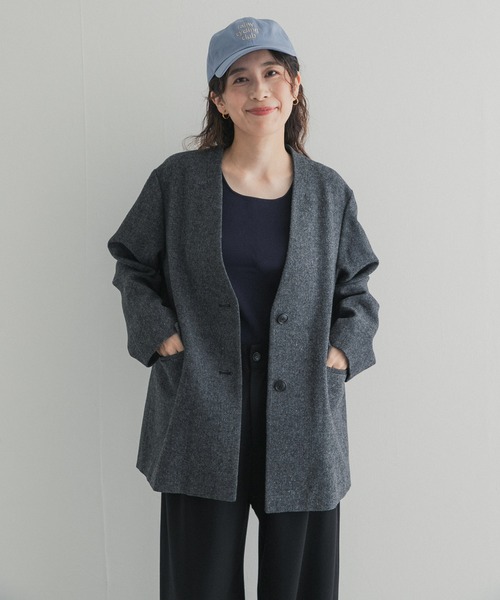URBAN RESEARCH DOORS(アーバンリサーチドアーズ)の「ツイードノーカラージャケット(ノーカラージャケット・レディース・ブラウン系その他/チャコールグレー・FREE)」の6枚目の写真