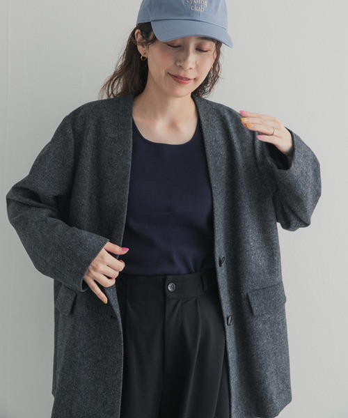 URBAN RESEARCH DOORS(アーバンリサーチドアーズ)の「ツイードノーカラージャケット(ノーカラージャケット・レディース・ブラウン系その他/チャコールグレー・FREE)」の7枚目の写真